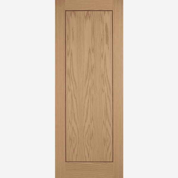 OAK INLAY 1P Modest and versatile, the Inlay 1P has a centre panel with grooved frame and characterful pre-finished Oak wood grain. NB: This door has a Walnut Inlay.