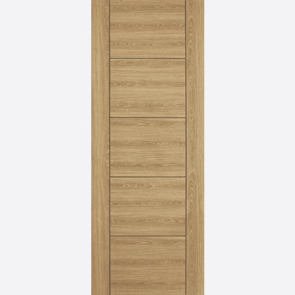 OAK LAMINATED VANCOUVER 5P BESPOKE SIZES AVAILABLE Our ever popular Vancouver, featured in oak laminate takes this modern door to the next level. Using quality laminate creates a seamlessly consistent finish to our product and requires low maintenance. The laminate of this door will protect the beautiful oak grain without any variations in colour. NB: FD30's supplied Solid Core