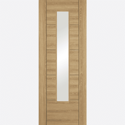 OAK LAMINATED VANCOUVER GLAZED 1L BESPOKE SIZES AVAILABLE Our ever popular Vancouver, featured in oak laminate takes this modern door to the next level. Using quality laminate creates a seamlessly consistent finish to our product and requires low maintenance. The laminate of this door will protect the beautiful oak grain without any variations in colour. The Glazing is a long, vertical thin panel using clear glazing which is a great asset to let natural light pass through your home.