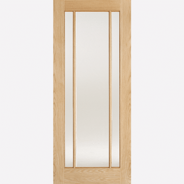 OAK LINCOLN GLAZED 3L CLEAR GLASS BESPOKE SIZES AVAILABLE The Lincoln Glazed door design features clear glazed panels with subtle unfinished Oak detailing.