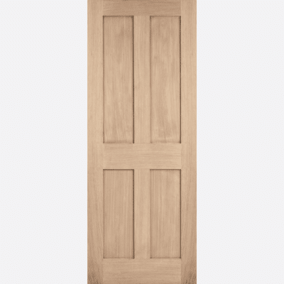 OAK LONDON PRE-FINISHED BESPOKE SIZES AVAILABLE A traditional door design featuring four vertical panels, perfect for adding the finishing touch to any of your rooms.