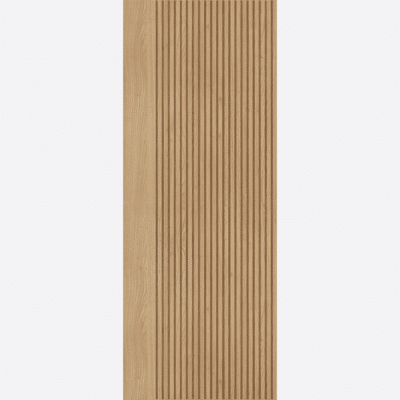 OAK MELBOURNE PRE-FINISHED Coming in Pre-finished Oak, this internal door is ready to hang. The Melbourne is an unusual and modern design, perfect for large spaces. Featuring deep square cut, vertical grooves across the door, the texture and look will really stand out in your home.