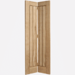 OAK MEXICANO BI-FOLD Perfect for conservatories, studies and dining rooms, this door features a convenient bi-folding design. Please note 78" height includes track. Supplied with track and hinges