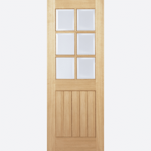 OAK MEXICANO GLAZED 6L BESPOKE SIZES AVAILABLE With its panel design and 6 clear bevelled glazed panels, the Mexicano 6L is a stylish addition to your home.