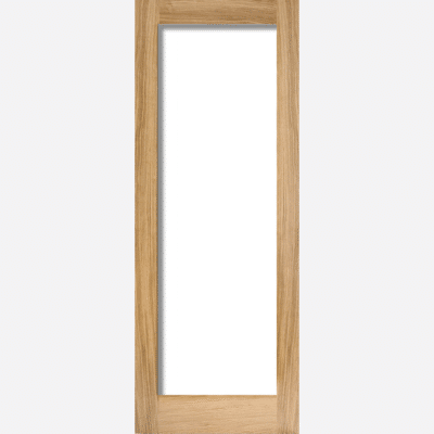 OAK PATTERN 10 GLAZED 1L CLEAR BESPOKE SIZES AVAILABLE The Pattern 10 door design is crafted from unfinished Oak, ready for you to personalise and with a large centre panel in clear glass. A perfect addition for a room where you want to maximise the natural light, the simple design of this door will work with all decor.