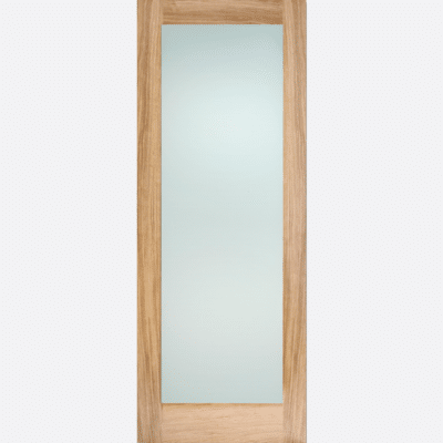 OAK PATTERN 10 GLAZED 1L FROSTED BESPOKE SIZES AVAILABLE The Pattern 10 door design is crafted from unfinished Oak with a large centre panel in frosted glass.