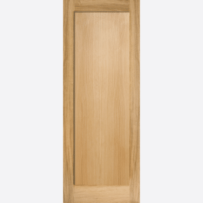 OAK PATTERN 10 ONE PANEL BESPOKE SIZES AVAILABLE A recessed panel features a contrasting wood grain direction in unfinished Oak for an attractive and understated appearance.