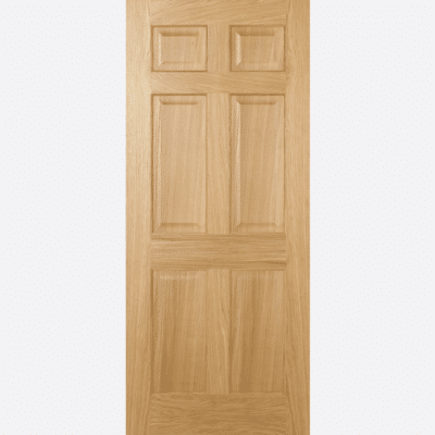 OAK REGENCY 6P PRE-FINISHED BESPOKE SIZES AVAILABLE Four raised rectangular panels sit below two raised square panels to give this Regency door in pre-finished Oak a timeless look.