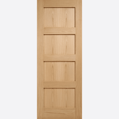 OAK SHAKER 4P PRE-FINISHED BESPOKE SIZES AVAILABLE Simple yet stylish, this contemporary four panel design will add a modern finish to any room.