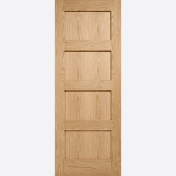 OAK SHAKER 4P PRE-FINISHED BESPOKE SIZES AVAILABLE Simple yet stylish, this contemporary four panel design will add a modern finish to any room.