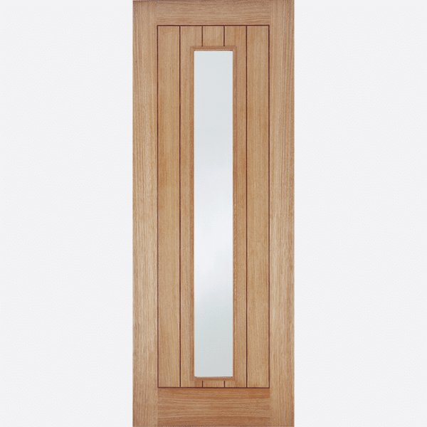 OAK SOMERSET GLAZED 1L Five vertical panels, emphasised by one slim, clear glazed panel, allow this door to appear modern and sophisticated, perfect for enhancing any room. NB: Standard doors supplied semi solid core.