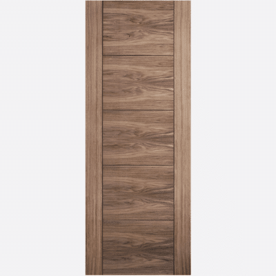 WALNUT VANCOUVER 5P BESPOKE SIZES AVAILABLE Light wood inlays create ladder-style panels in the centre of this Vancouver door design, crafted from a beautiful pre-finished Walnut.