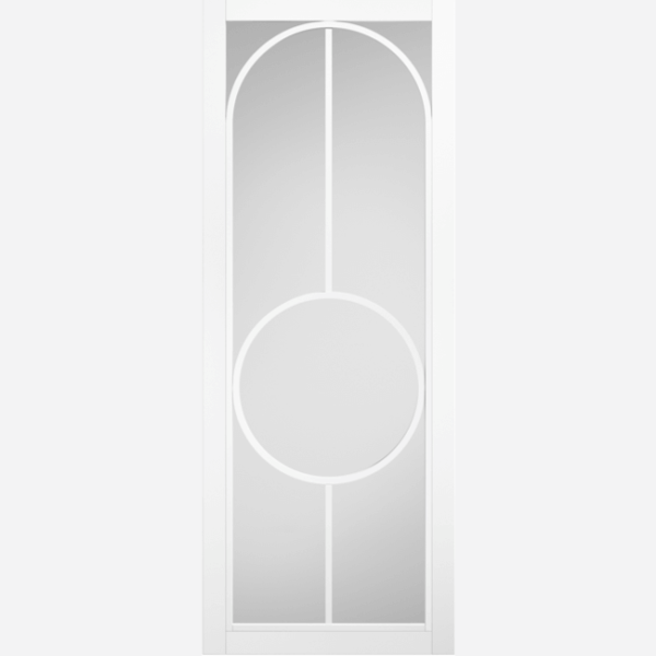 WHITE BOWERY CLEAR GLAZED The crisp primed white finish of our Bowery door is a fresh twist on an industrial design, featuring clear glazed panels, it creates a clean and sophisticated look. Please note this internal door must be used with our Manhattan internal hardware.