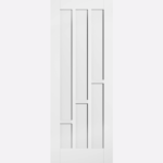 WHITE COVENTRY BESPOKE SIZES AVAILABLE Rectangular inset panels in various lengths give this white Coventry door design in a primed solid core a unique appearance.