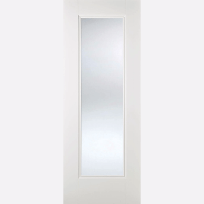 WHITE EINDHOVEN GLAZED 1L One large clear bevelled glazed panel framed by decorative beading forms a sleek finish.