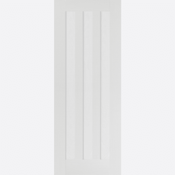WHITE IDAHO BESPOKE SIZES AVAILABLE This modest and modern door design features three parallel centre panels in a crisp Primed White.