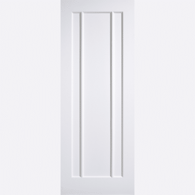 WHITE LINCOLN BESPOKE SIZES AVAILABLE This attractive Lincoln door is crafted from a white primed solid core and features a large inset panel with decorative vertical bars.