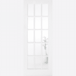 WHITE SA GLAZED 15L This practical door design features 15 clear glazed panels framed in a primed solid core with verstaile white shade.